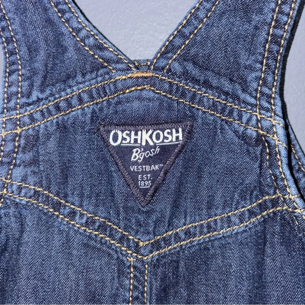 OshKosh B'gosh Classic Blue Overalls Lined Red Checkered Accents Infants 6m